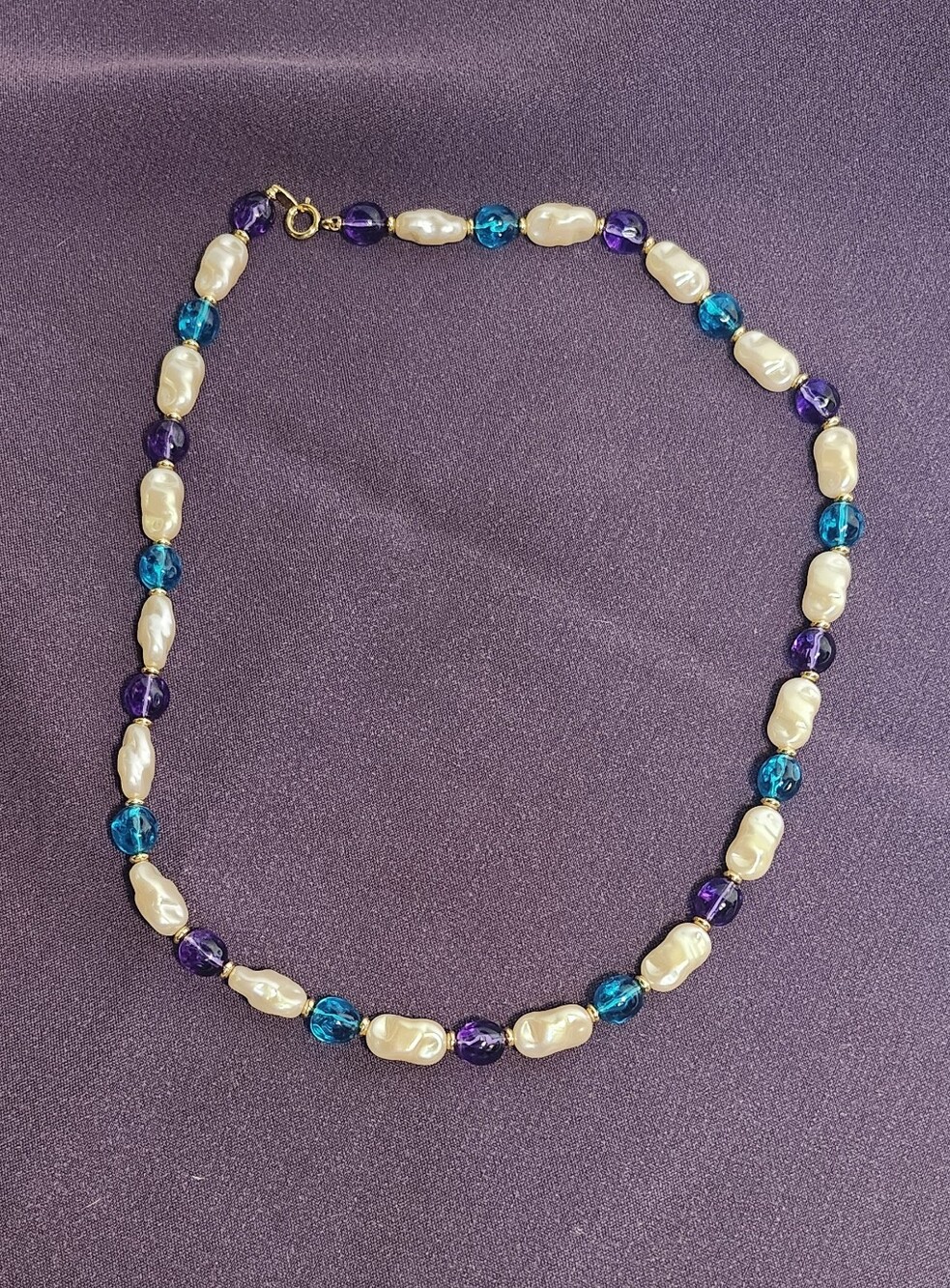 Vintage Trifari Lucite Blue Purple Necklace